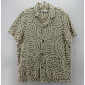 Wellen Shirt Large Cabana Terry Cloth Button Down Geometric Swirl